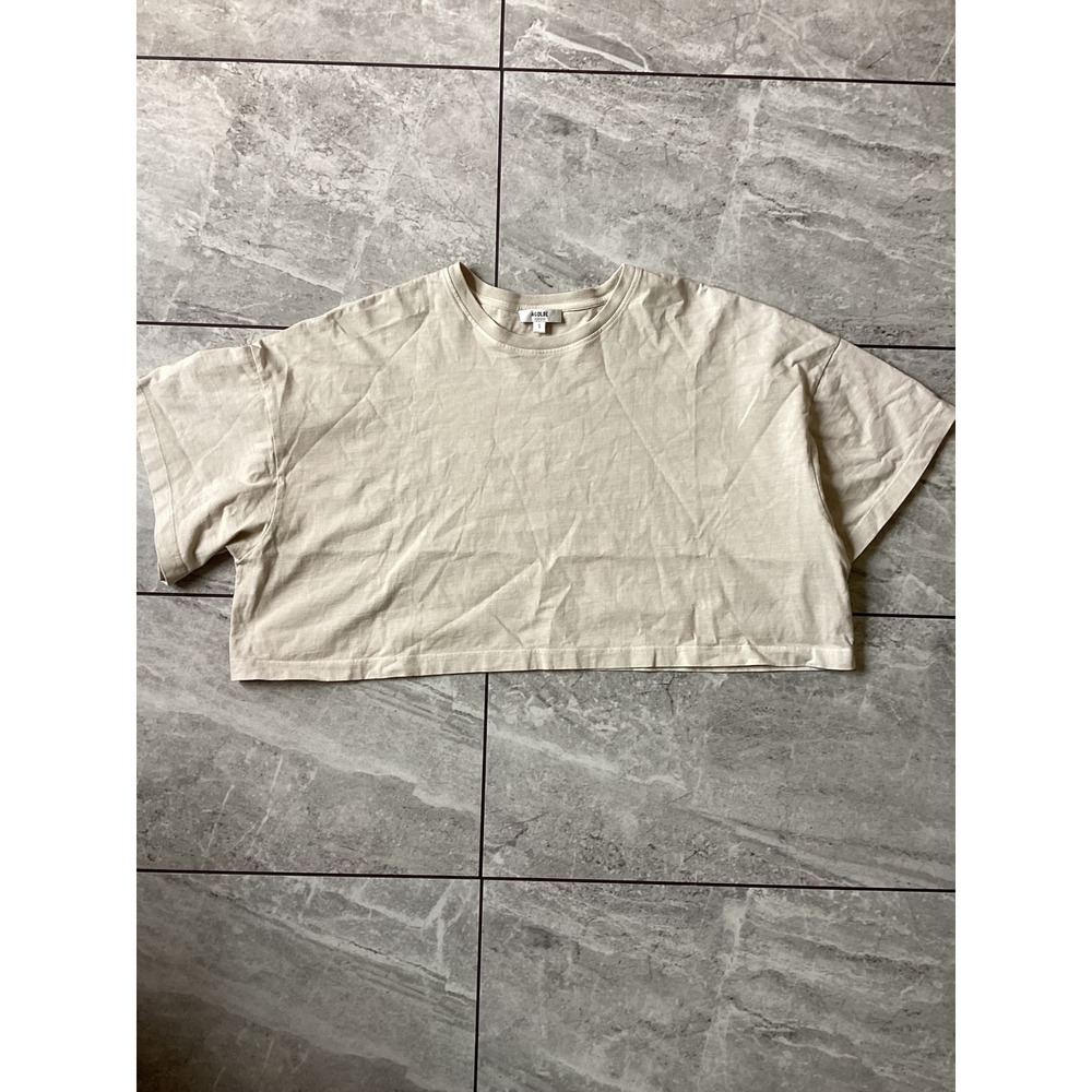 AGOLDE NWOT Oversized Cropped Tee Beige Cream Cotton Boxy T-Shirt S